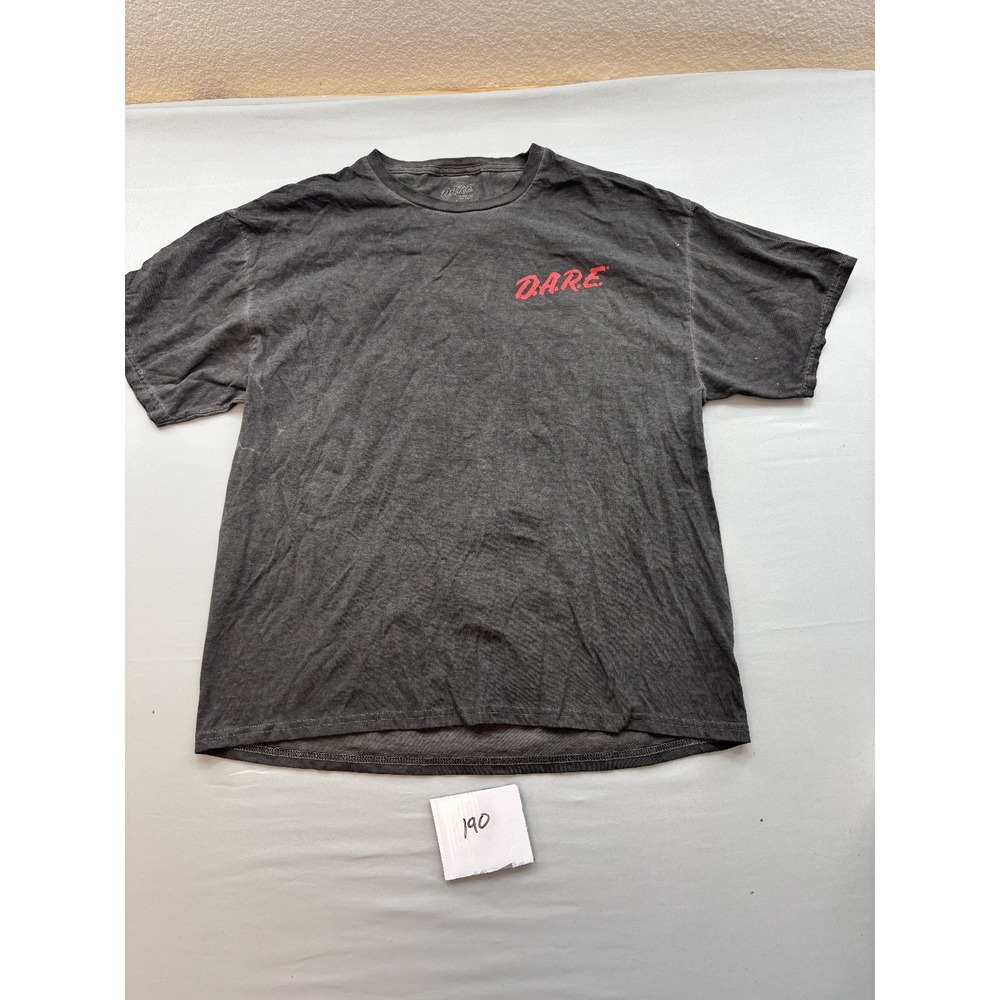 DARE Nature Is My Drug Of Choice T-Shirt Mens Large L Acid Wash Gray Red Logo